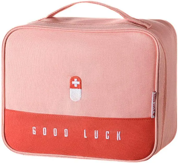 First Aid Bag Empty, Waterproof Emergency Medic Trauma Bag, Medicine Bag For Traveling ,Home Hiking Camping Car Office(Large,Pink)