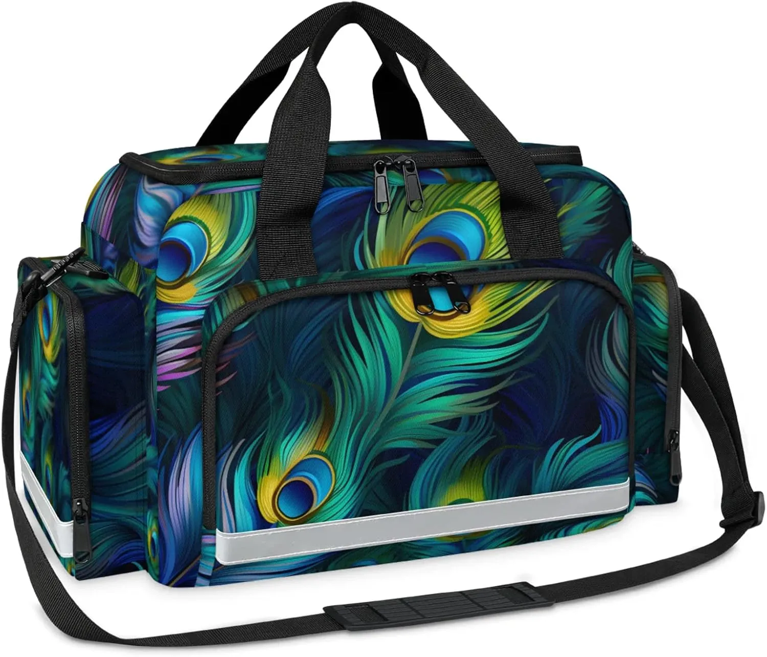 First Aid Bags Empty, Feathered Peacock Emergency Bag First Aid Kit Multiple Compartment Kit Carrier On Call Trauma Bag For Paramedics Emergency Medical Supplies Kit