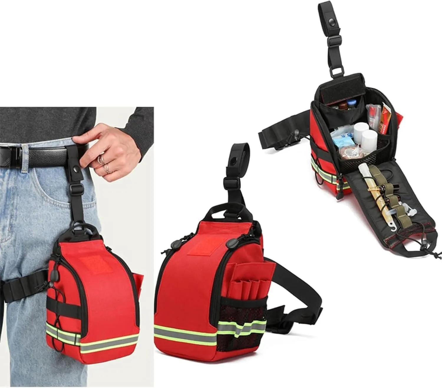 First Aid Bags Empty, First Aid Fanny Pack Bag, Lifeguard Hip Pack, Portable First Responder Trauma Bag(A01)