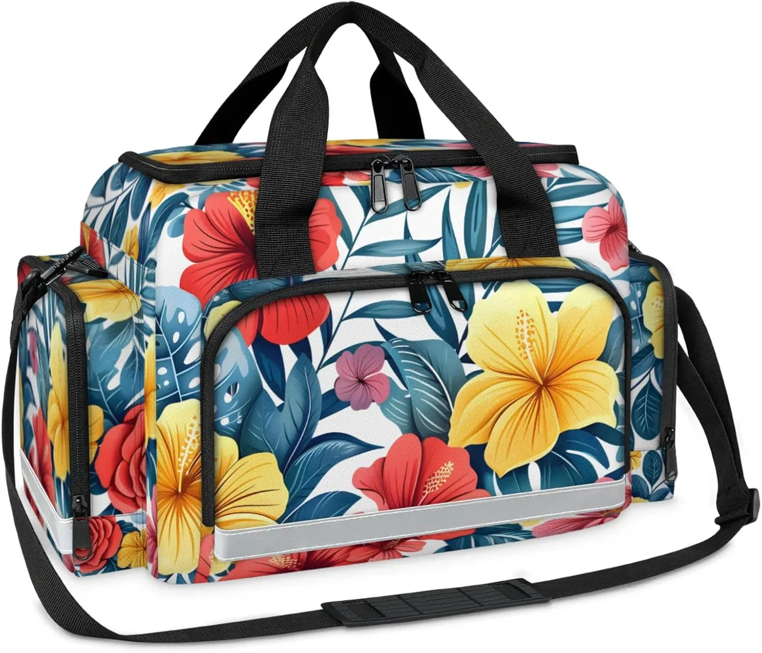 First Aid Bags Empty, Glitter Flowers Emergency Bag First Aid Kit Multiple Compartment Kit Carrier On Call Trauma Bag For Paramedics Emergency Medical Supplies Kit