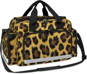 First Aid Bags Empty, Leather Leopard Print Emergency Bag First Aid Kit Multiple Compartment Kit Carrier On Call Trauma Bag For Paramedics Emergency Medical Supplies Kit