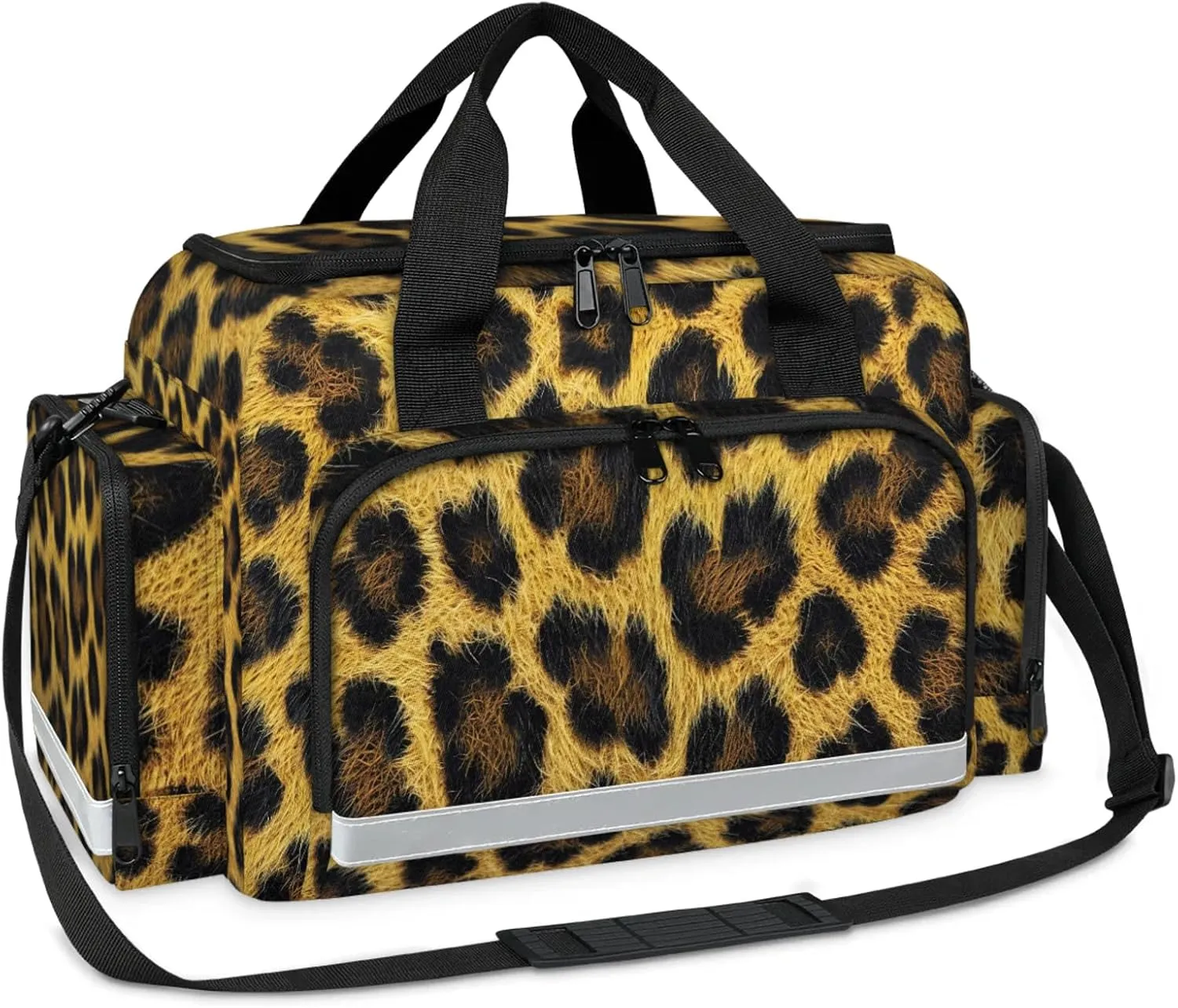 First Aid Bags Empty, Leather Leopard Print Emergency Bag First Aid Kit Multiple Compartment Kit Carrier On Call Trauma Bag For Paramedics Emergency Medical Supplies Kit