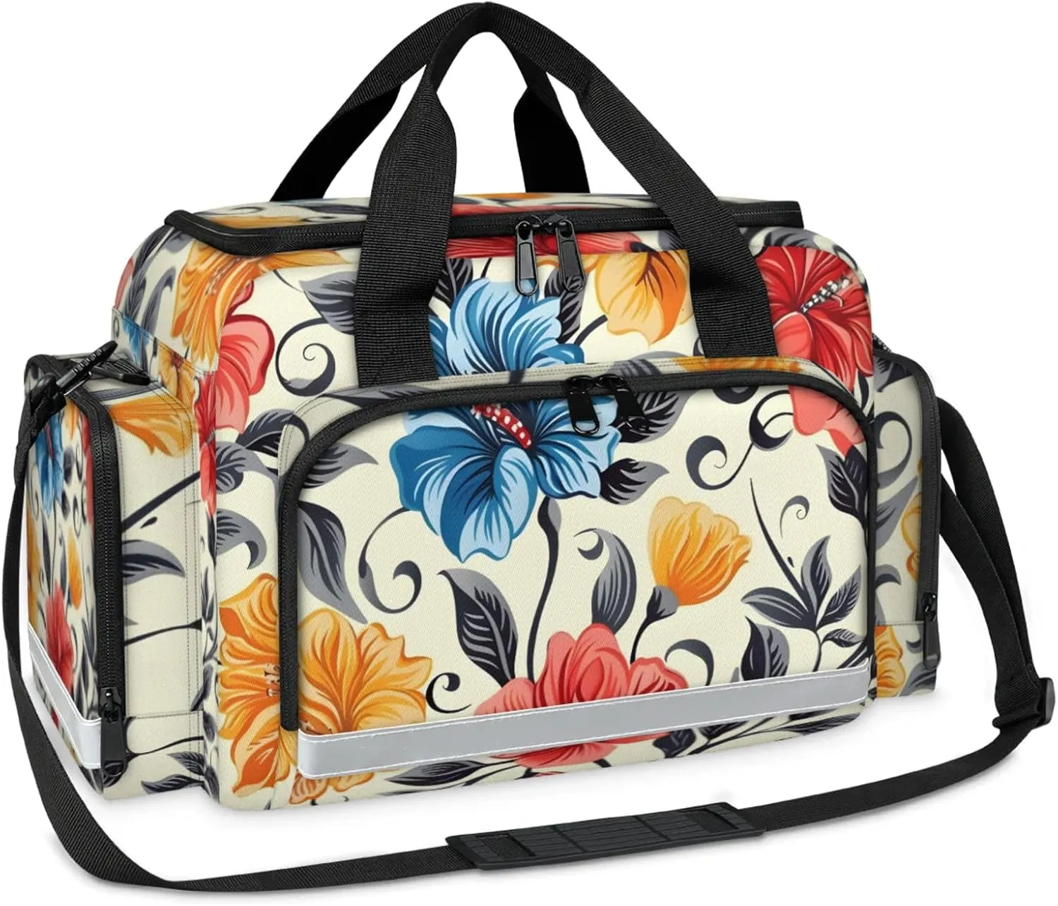 First Aid Bags Empty, Retro Flower Emergency Bag First Aid Kit Multiple Compartment Kit Carrier On Call Trauma Bag For Paramedics Emergency Medical Supplies Kit