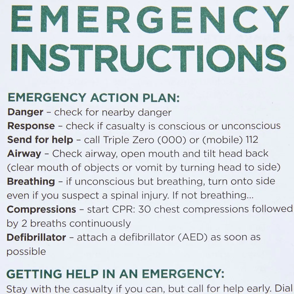 First Aid Instruction Sheet