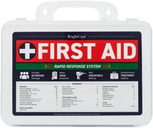 First Aid Kit for Business, Wall Mountable & Portable with Hard Case, OSHA Compliant for Businesses, Office, Restaurants, Work Vehicles, Retail & Service Spaces - 200 Piece - Medium