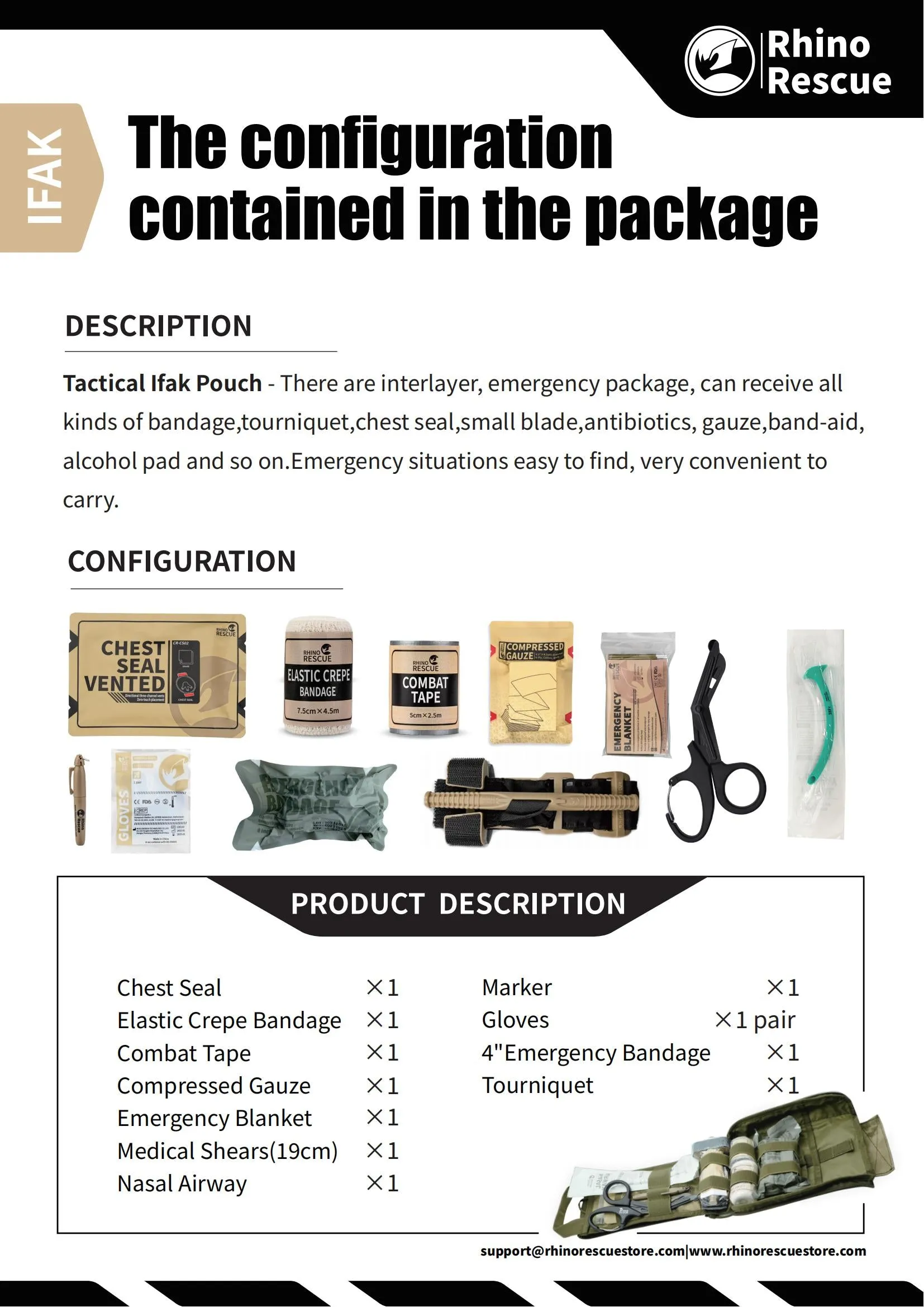 First Aid Kit (Outdoor, Camping, Military - IFAK Bag Trauma, Survival Pouch)