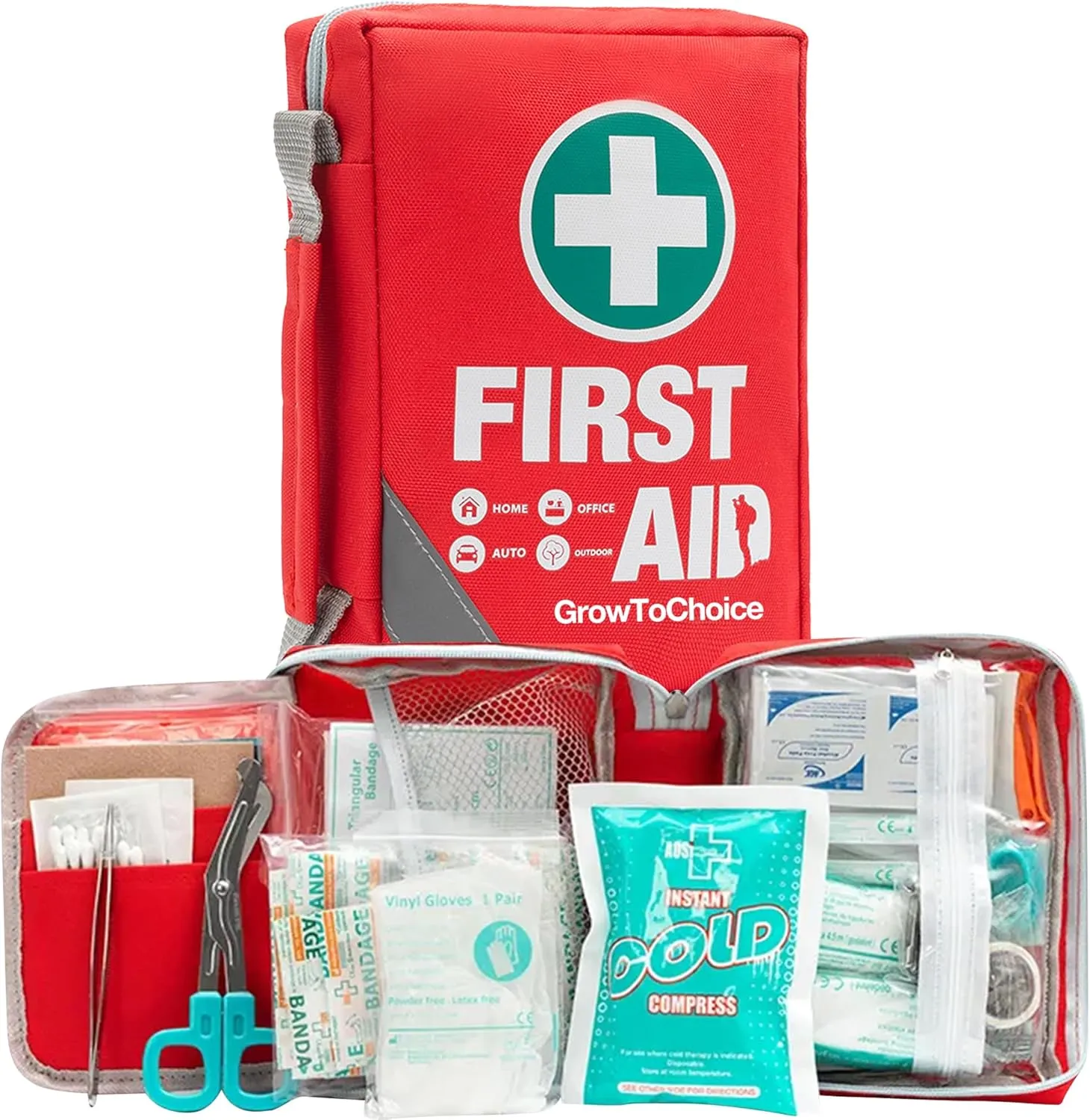 First Aid Kit Portable Emergency Medicine Bag First Aid Products for Minor Wound Care - Basic Camping Essentials, Dorm Room Essentials, Home, School, Survival First Aid Kit for Car, Travel, On The Go