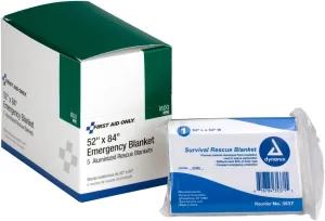 First Aid Only Emergency Blanket, 52" X 84", 5 Count Boxes