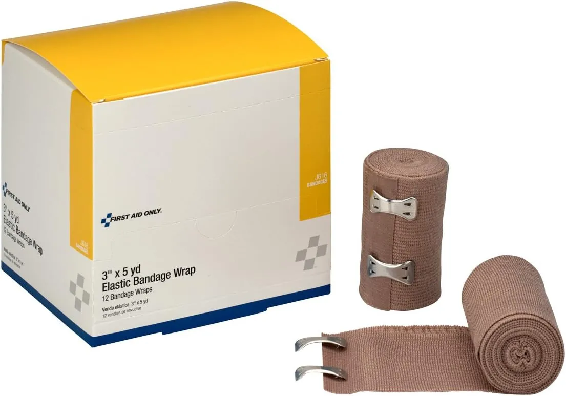 First Aid Only J616: 3" X5 Yd. Elastic Bandage, 12/Box