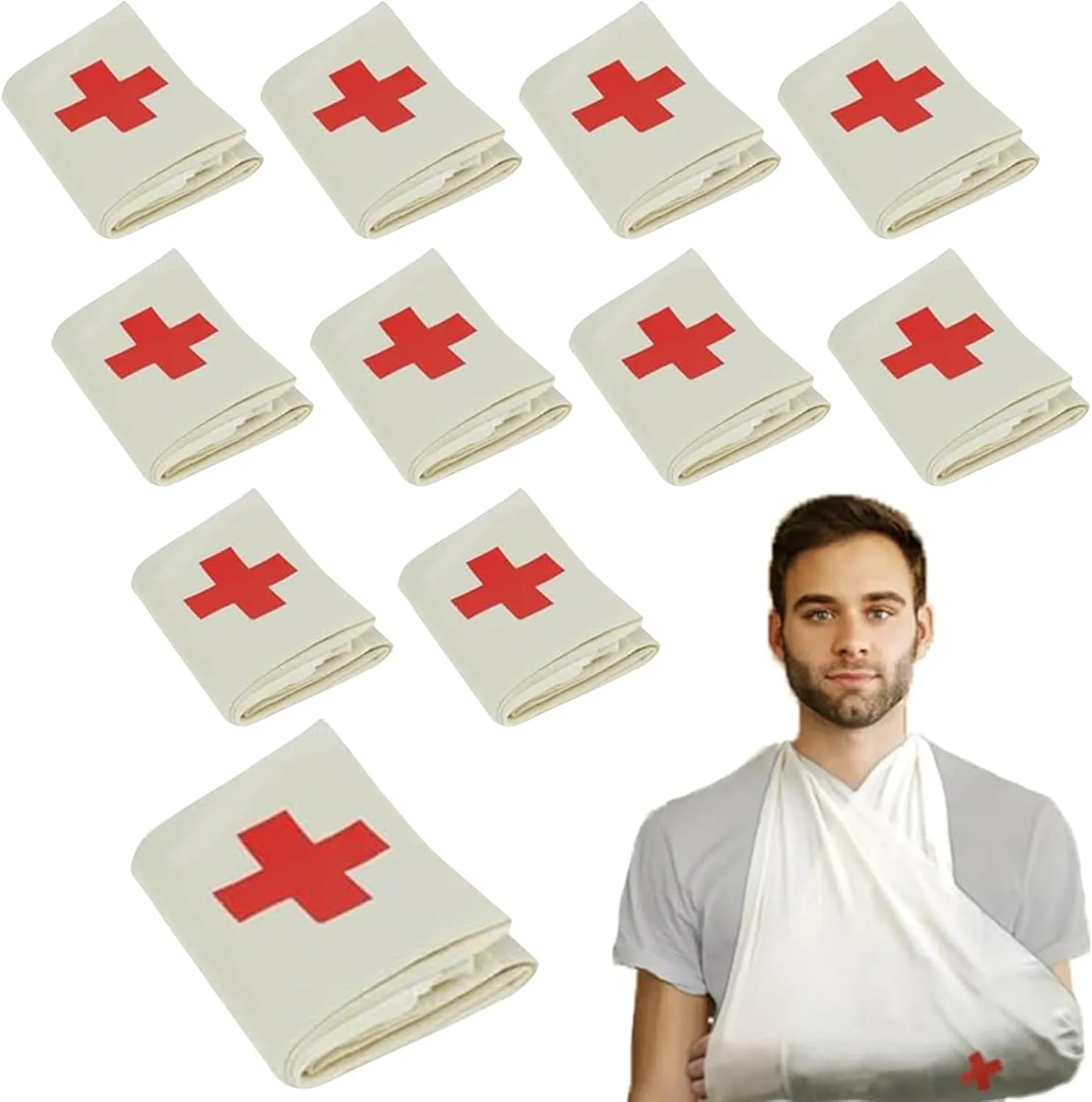 First Aid Triangular Bandage for Fracture Splint & Wound Dressing Emergency Fixation Band Supplies, Non-Woven Cotton, 12 Pcs