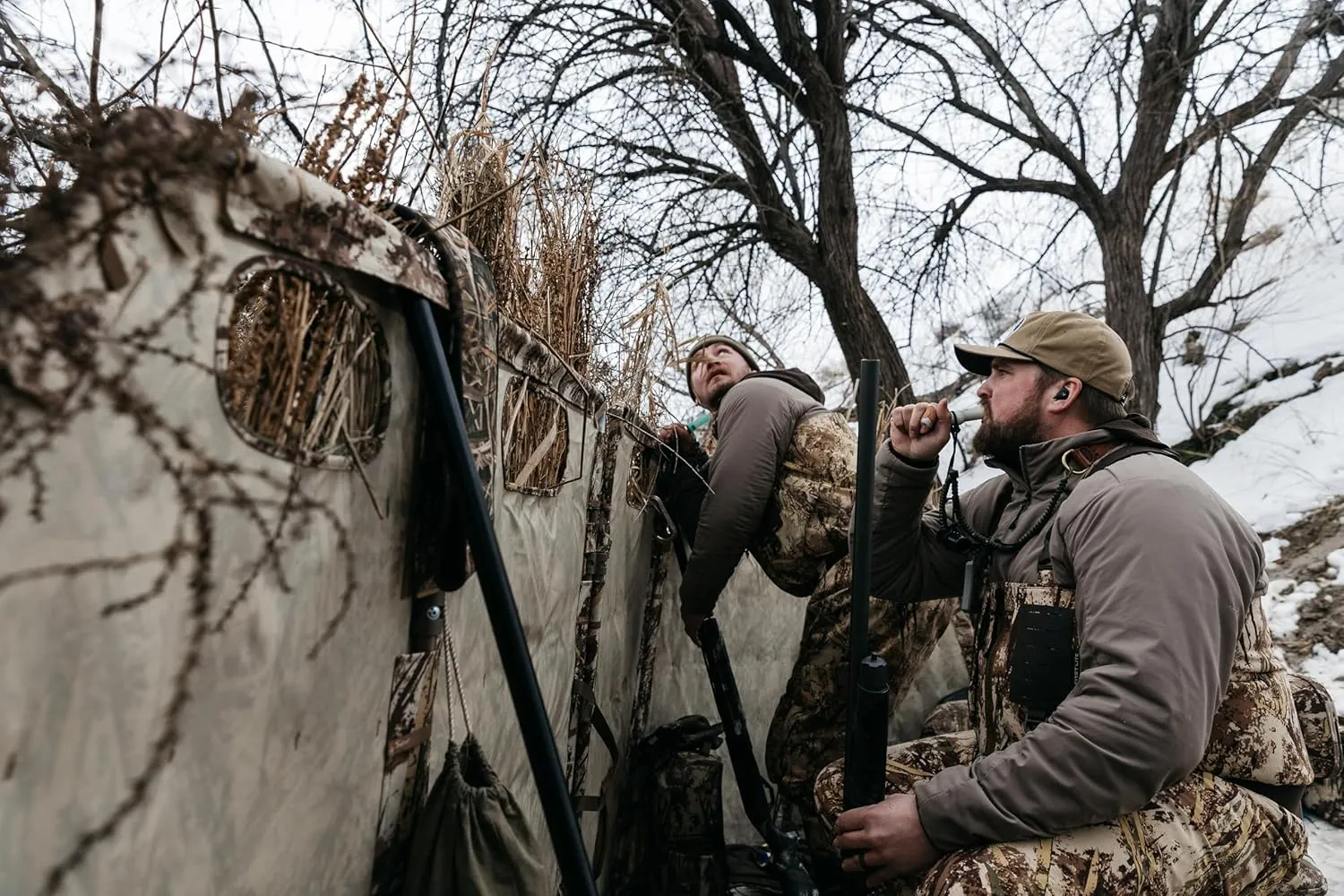 First Lite Men's Primer Puffy Jacket - Insulated Windproof Camo Waterfowl Hunting Coat