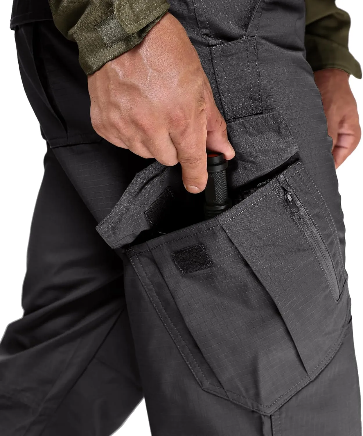 FIRST WAY Men's Ripstop Tactical Pants, Water Resistant Cargo Pants, Outdoor Lightweight EDC Hiking Work Pants