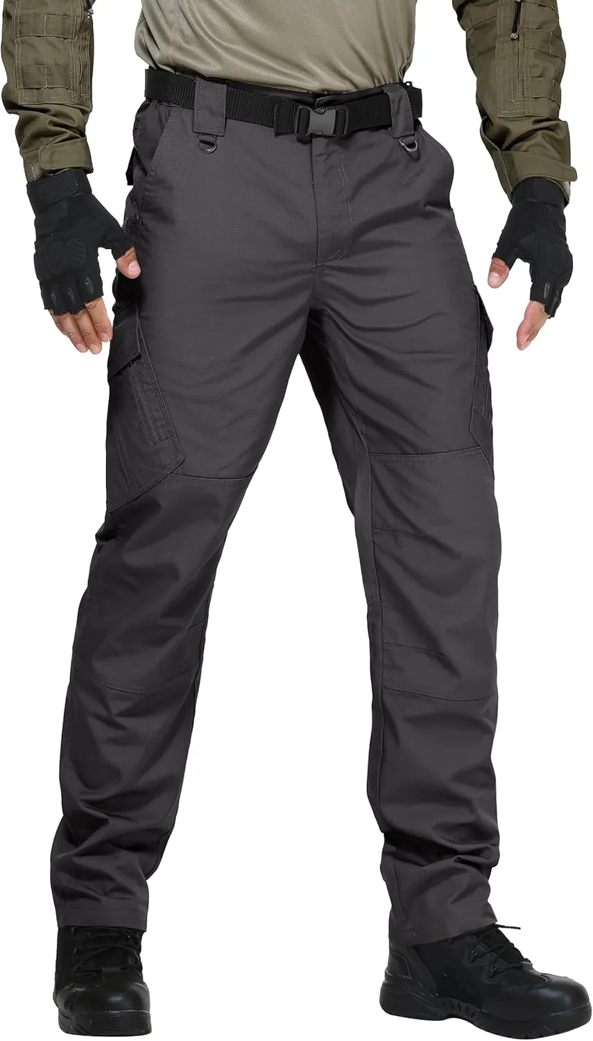 FIRST WAY Men's Ripstop Tactical Pants, Water Resistant Cargo Pants, Outdoor Lightweight EDC Hiking Work Pants