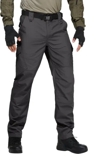FIRST WAY Men's Ripstop Tactical Pants, Water Resistant Cargo Pants, Outdoor Lightweight EDC Hiking Work Pants