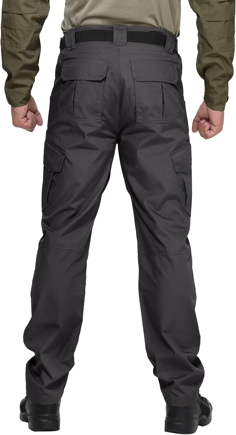 FIRST WAY Men's Ripstop Tactical Pants, Water Resistant Cargo Pants, Outdoor Lightweight EDC Hiking Work Pants