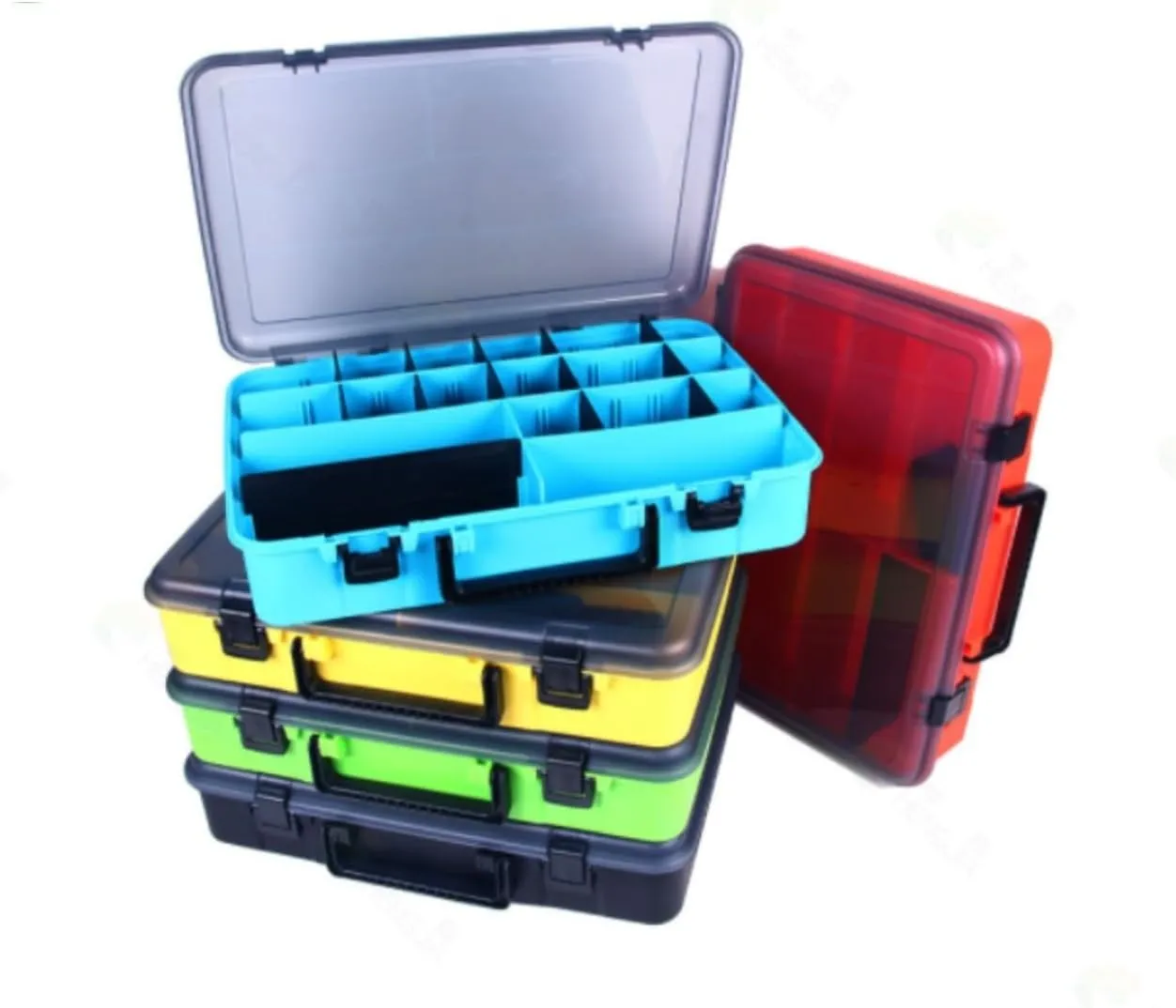 Fishing Organizer Fishing Bait Storage Box Double-Layer Fishing Bait Box Portable Multi-Fishing Tackle Storage Box All-Weather Fishing Lure Organizer(Green)