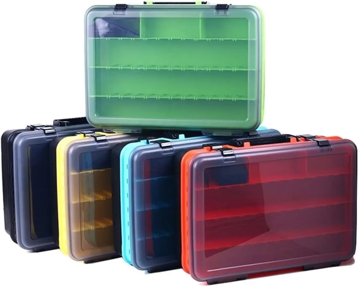 Fishing Organizer Fishing Bait Storage Box Double-Layer Fishing Bait Box Portable Multi-Fishing Tackle Storage Box All-Weather Fishing Lure Organizer(Green)