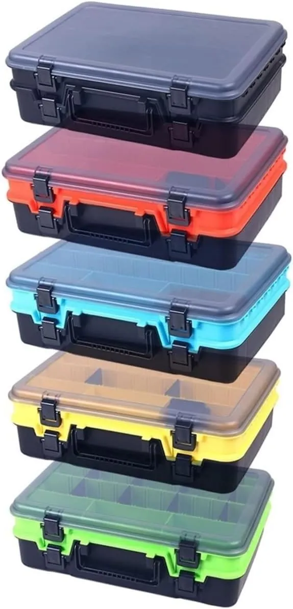 Fishing Organizer Fishing Bait Storage Box Double-Layer Fishing Bait Box Portable Multi-Fishing Tackle Storage Box All-Weather Fishing Lure Organizer(Green)