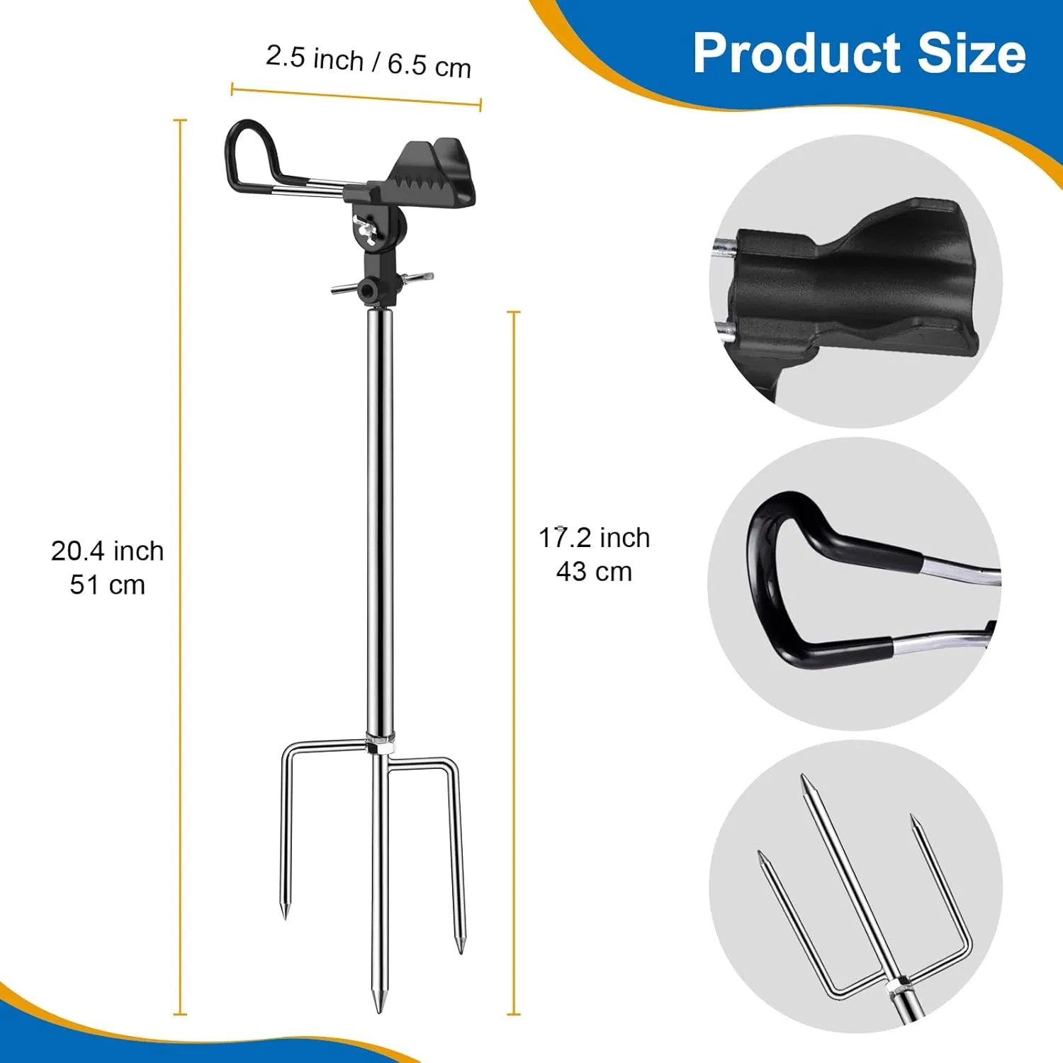Fishing Rod Holders, 360 Degree Adjustable Fishing Pole Holders for Ground, Multifunctional Stainless Steel Beach Fishing Rod Holder Fishing Gifts for Men