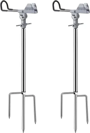 Fishing Rod Holders, 360 Degree Adjustable Fishing Pole Holders for Ground, Multifunctional Stainless Steel Beach Fishing Rod Holder Fishing Gifts for Men