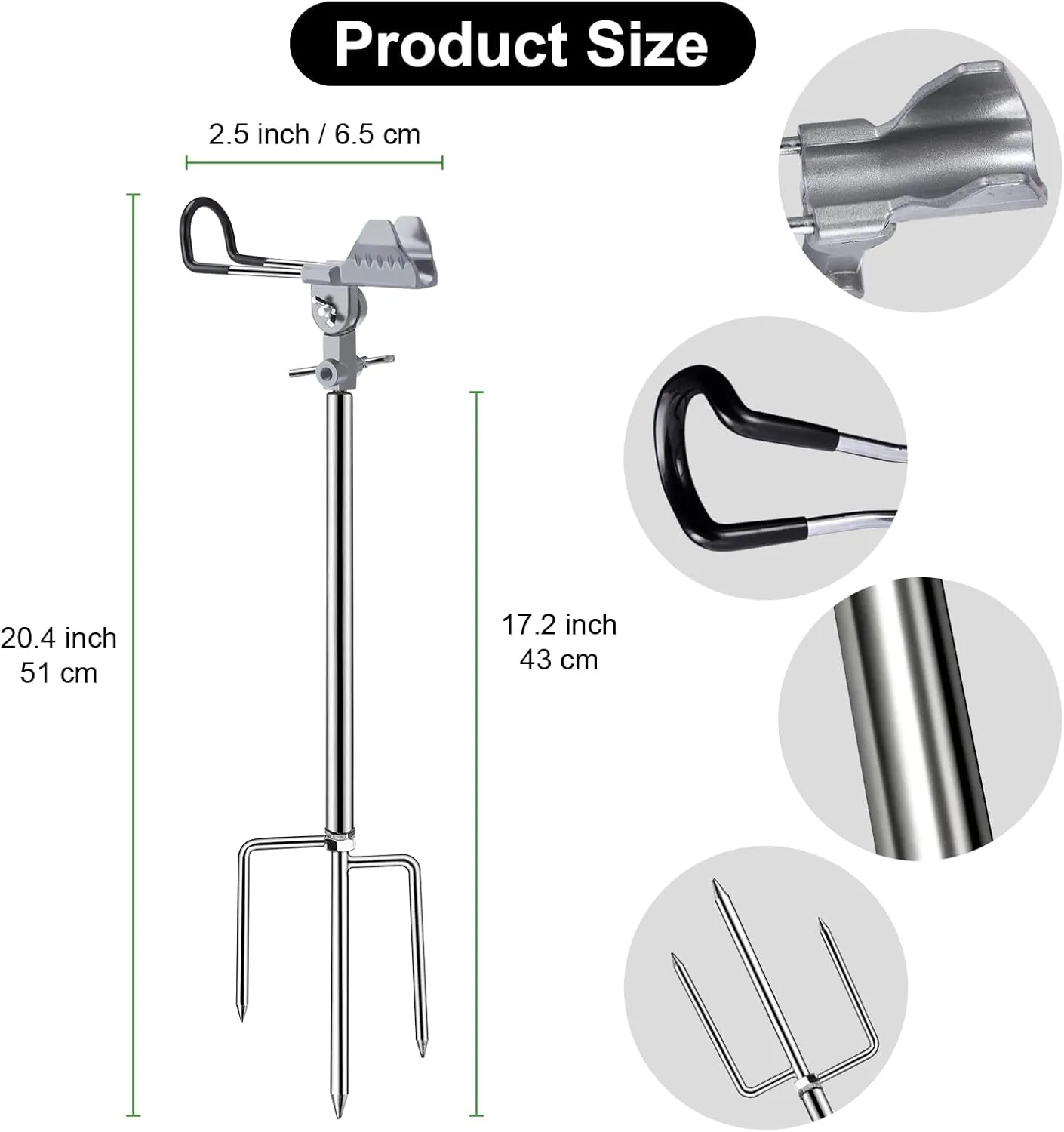 Fishing Rod Holders, 360 Degree Adjustable Fishing Pole Holders for Ground, Multifunctional Stainless Steel Beach Fishing Rod Holder Fishing Gifts for Men