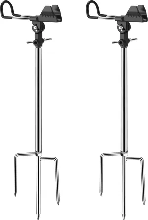 Fishing Rod Holders, 360 Degree Adjustable Fishing Pole Holders for Ground, Multifunctional Stainless Steel Beach Fishing Rod Holder Fishing Gifts for Men