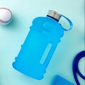 Fitness water bottle 1.3L Capacity - Sports Water Bottle with Handle 44oz BPA-free Water Jugs Leakproof Hydro Bottle for Gym Yoga Travel Camping Cycling Outdoor Sports - (Matte sky blue)