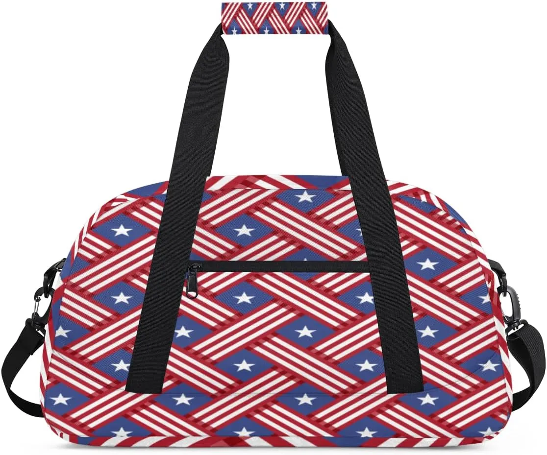 Flag Gym Duffel Bag for Men Women Printing Pattern Sports Tote Bag with Adjustable Shoulder Strap for Dance Gymnastics Traveling Outdoor Camping Overnight Stay