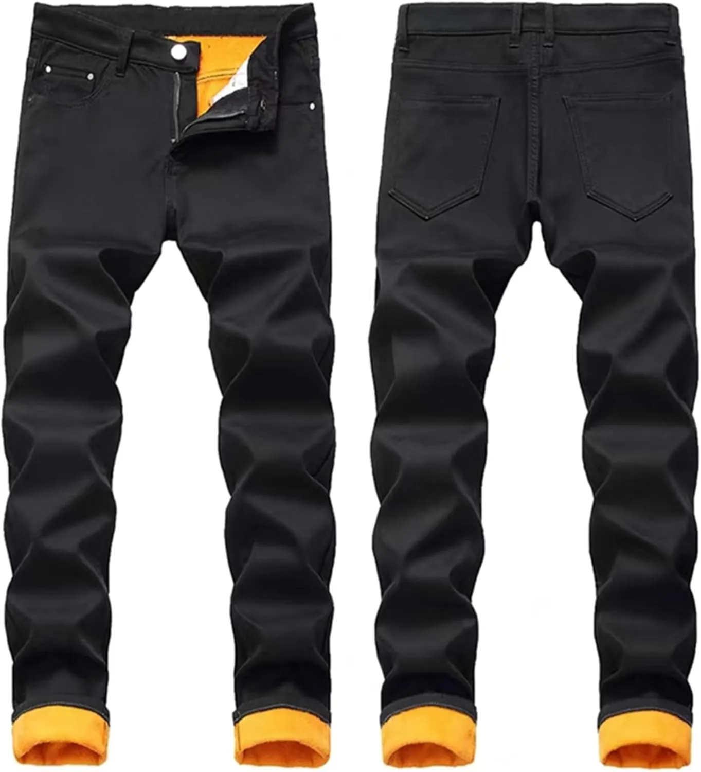 Fleece Lined Jeans Men,Winter Flannel Lined Jeans for Men Thermal Thicken Stretch Warm Denim Pants