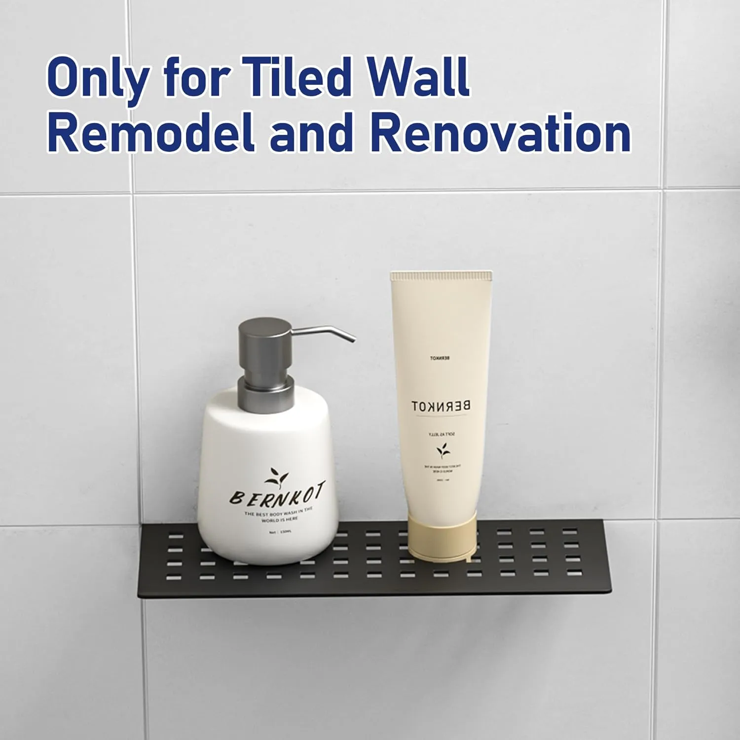 Floating Shower Shelf, 10" Matte Black 304 Stainless Steel Recessed Wall Shelf for Lavatory, Rectangular Designed Heavy Duty Bathroom Shelf for Tiled Wall Remodel and Renovation