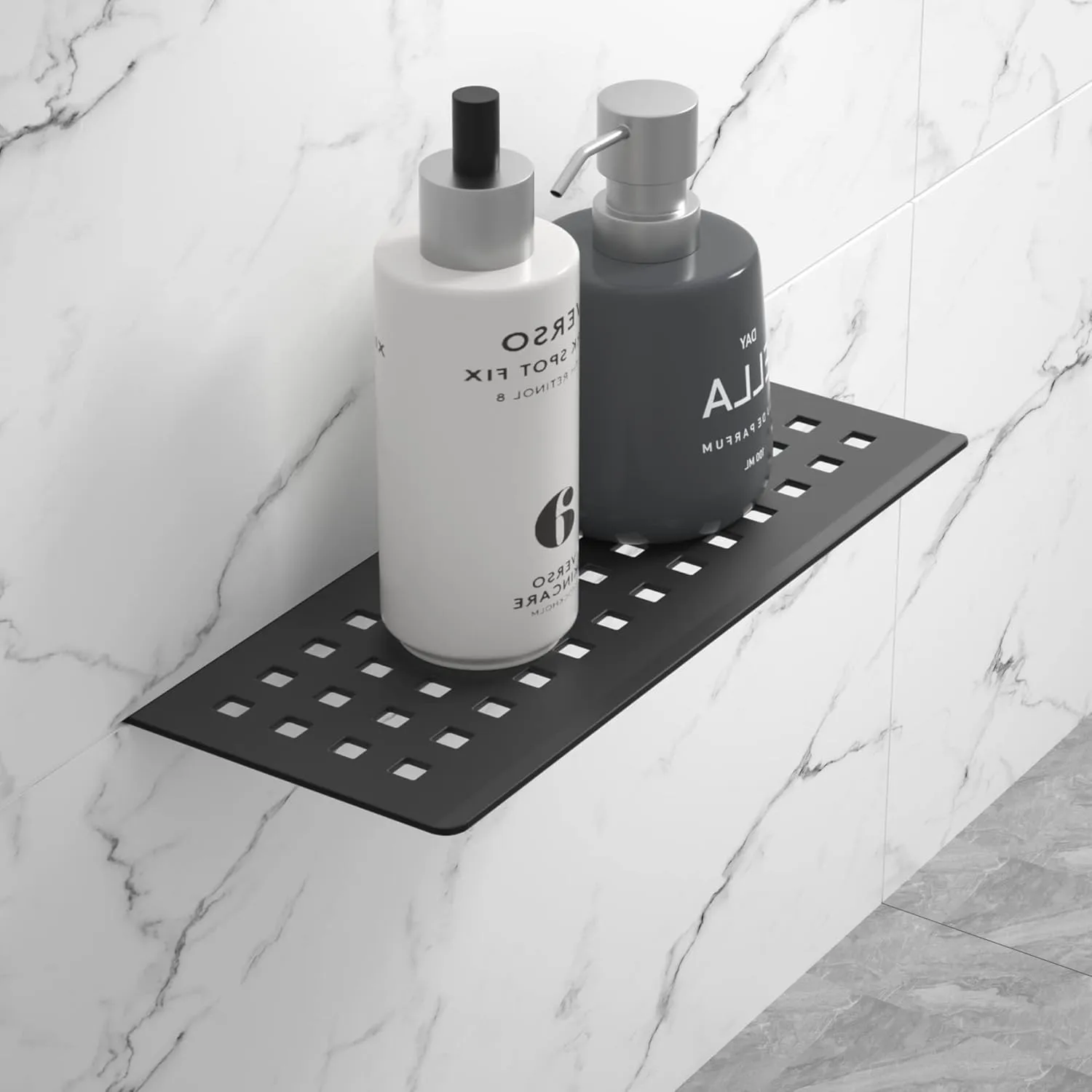 Floating Shower Shelf, 10" Matte Black 304 Stainless Steel Recessed Wall Shelf for Lavatory, Rectangular Designed Heavy Duty Bathroom Shelf for Tiled Wall Remodel and Renovation