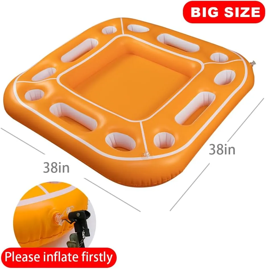 Floating Table for Pool Game with Waterproof Playing Cards, Inflatable Pool Party Tray Float for Drink Snack Holder, Floating Card Game Table, Pool Accessories for Hot Tub, Beach Summer Parties Green