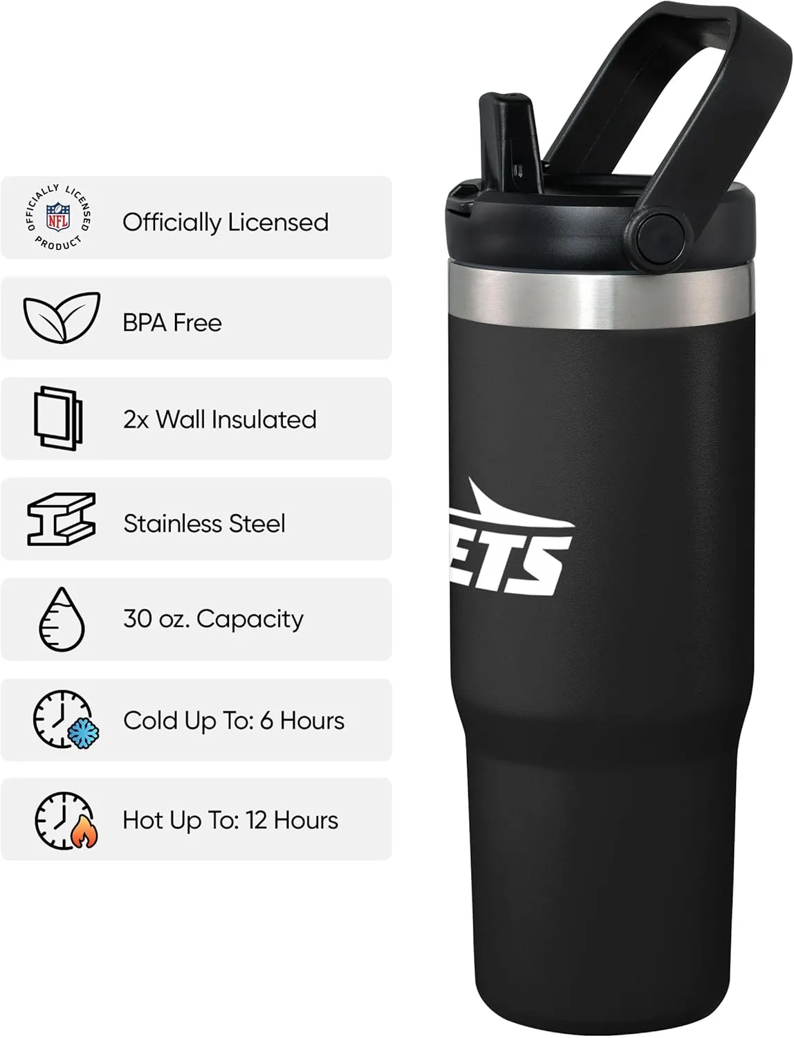 FOCO NFL Unisex-Adult NFL Team Logo Insulated Travel Mug 30oz Straw Tumbler