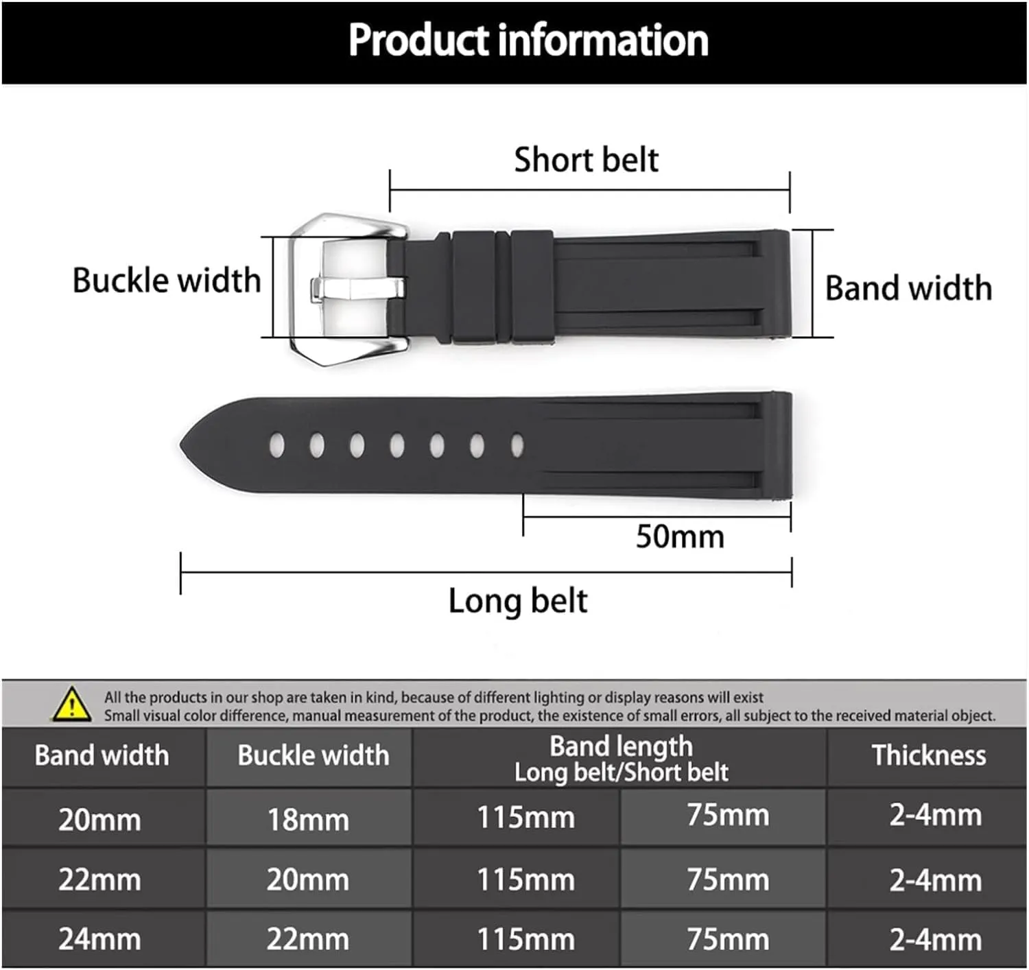 For Panerai Waterproof Silicone Rubber Watch Strap with Stainless Steel Buckle Watchband Replacement accessories