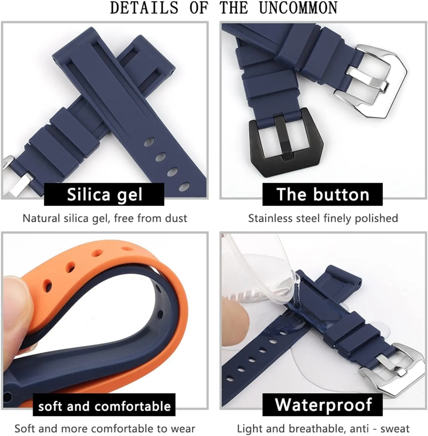 For Panerai Waterproof Silicone Rubber Watch Strap with Stainless Steel Buckle Watchband Replacement accessories
