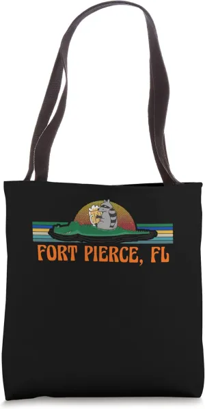 Fort Pierce, FLorida Native Vacation Raccoon on Alligator Tote Bag