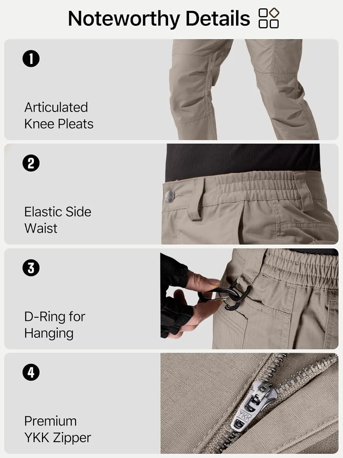 FREE SOLDIER Men's Cargo Pants Water Resistant Ripstop Tactical Pants for Men Work Pants Lightweight Outdoor Hiking Pants Men