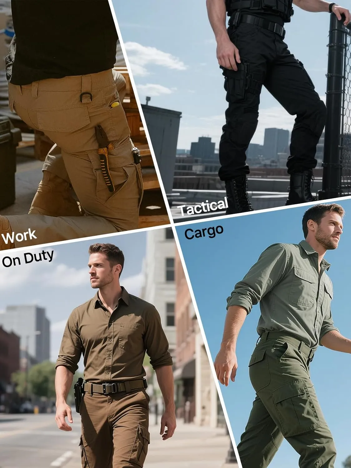 FREE SOLDIER Men's Water Resistant Pants Relaxed Fit Tactical Cargo Work Pants with Multi Pocket