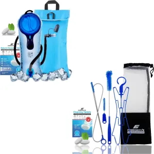FREEMOVE 2L Hydration Bladder with Cooler Bag - BLUE   Cleaning Kit 6in1 for Cleaning & Drying the Water Bladder