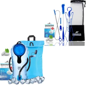 FREEMOVE 3L Hydration Bladder with Cooler Bag - Blue   Cleaning Kit 5in1 for Cleaning & Drying The Water Bladder