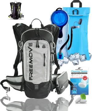 FREEMOVE Hydration Water Backpack 3in1 with 2L Bladder & Insulated Backpack Cooler Bag - a Complete Hydration Solution - Ideal Hydro Camel Back Pack for Hiking, Biking, Running, Cycling, MTB & Rave
