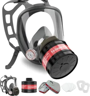 Full Face Gas Mask Survival Nuclear and Chemical with 40mm Activated Carbon Filter and 6001 Filter Chemical Gas Mask