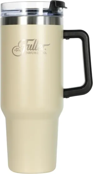 Fuller Brush Stainless Steel Tumbler with Handle - 40 oz. – Lead & BPA-Free - Double-Wall Insulated Travel Mug – Keeps Drinks Hot or Cold for Hours – Spill-Resistant Lid & Straw (Beige)