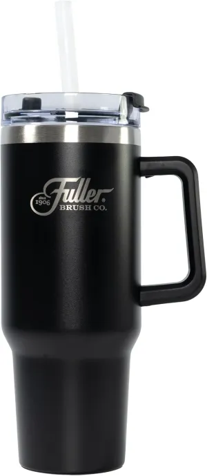 Fuller Brush Stainless Steel Tumbler with Handle - 40 oz. – Lead & BPA-Free - Double-Wall Insulated Travel Mug – Keeps Drinks Hot or Cold for Hours – Spill-Resistant Lid & Straw (Charcoal Gray)
