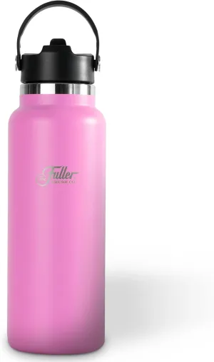 Fuller Stainless Steel Water Bottle with Straw Lid – BPA-Free, Sweat-Proof, Leak-Proof Travel Mug – Double Wall Insulated for Hot & Cold Drinks – Carry Handle (Bright Pink, 40 Oz.)