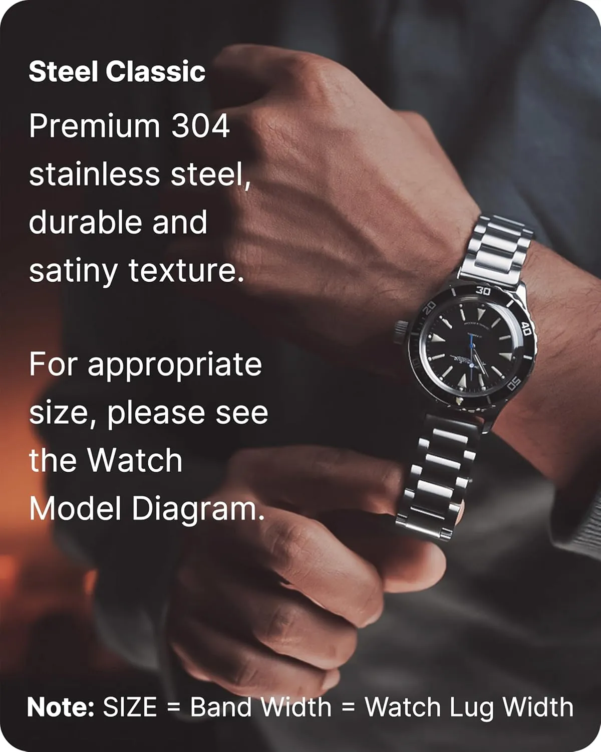 Fullmosa Watch Band, Quick Release Stainless Steel Replacement for Men Women, Metal Chain Watch Strap Width 16mm 18mm 19mm 20mm 22mm 24mm, Silver, 24mm