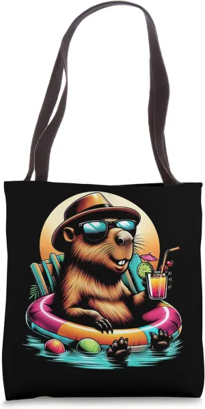 Funny Capybara Luau Party Chill Capy Fiesta summer Tote Bag