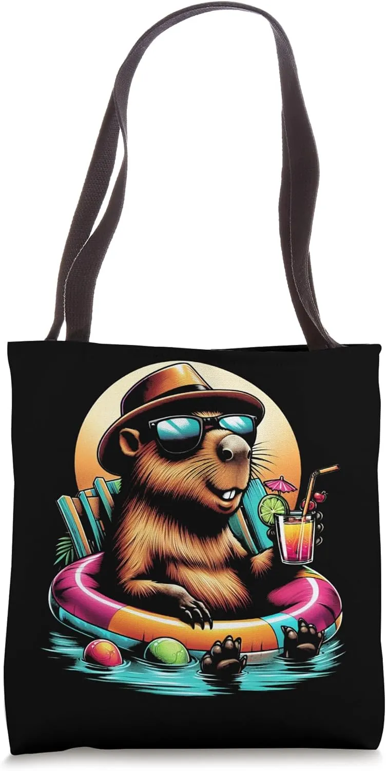 Funny Capybara Luau Party Chill Capy Fiesta summer Tote Bag