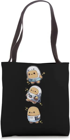 Funny Potato Astronaut in Star Galaxy Cute Kawaii Potatoes Tote Bag