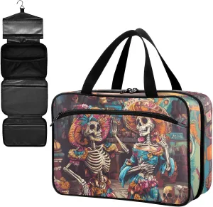 Fustylead Beautiful Skeleton Sister Enjoying Lives Large Medical Supplies Organizer Bag with Zipper Empty First Aid Bag Trauma Kit for Traveling Hiking Camping